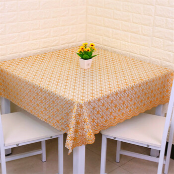 正方形免洗防水防油防烫pvc田园八仙桌布家用四方桌垫 烫金大米花 135