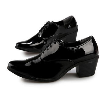 梵诗哲配西裤英伦风漆皮男士皮鞋漆皮男士皮鞋尖头高跟鞋夜店男鞋子