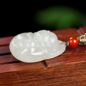 钧弘新疆和田玉笑佛吊坠羊脂玉弥勒佛女士玉佩玉坠白玉石挂件情人节