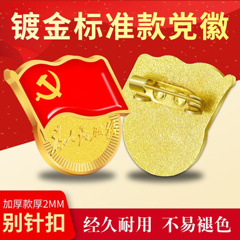 法拉蒙（faramon）新版国家标准型为人民服务党徽高档强磁扣胸章别针党员胸徽章胸针别针款100个装