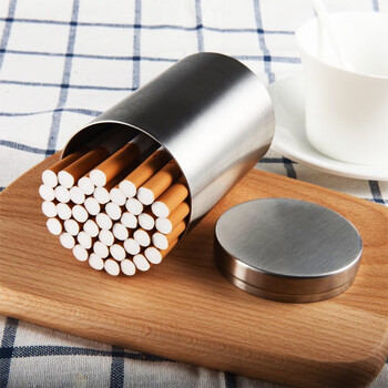 发烟罐304不锈钢烟盒5090支创意个性潮流大容量储烟桶金属粗烟罐烟灰