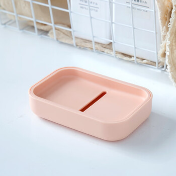浴室可爱带盖塑料肥皂盒家用沥水简约香皂置物盒卫生间创意皂碟粉橙色