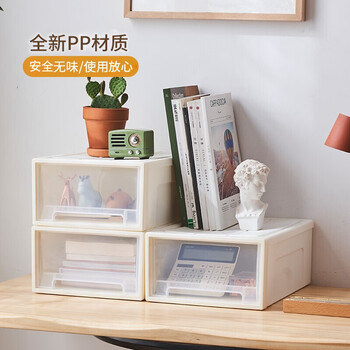 清野の木 衣物收纳箱特大号抽屉收纳盒储物箱 30L透白 3个装