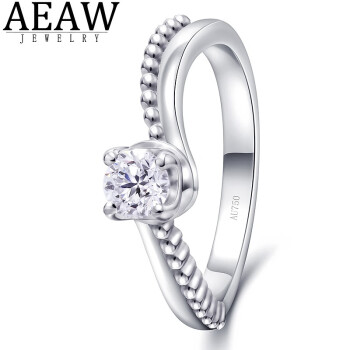 AEAW Jewelry白18K金镶人工培育钻石戒指D色实验室人造钻石礼物 NGIC/40分/D/VVS1/3EX/N