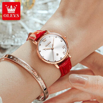 欧利时olevs瑞士认证品牌手表女潮流防水女士手表时尚小绿表学生皮带