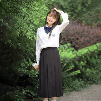 jk长裙学院风jk制服百褶中长款半身裙长裙学生班服长袖衬衫套装女春