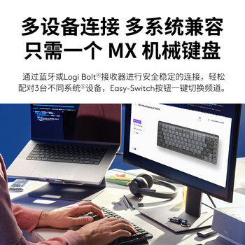 罗技（Logitech）大师系列 MX Mechanical 商务低噪无线双模矮轴机械键盘 智能键盘 全尺寸段落青轴