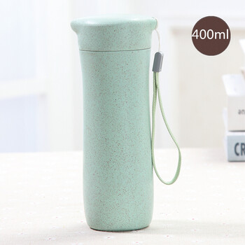 随手杯带盖耐摔塑料水杯便携简约男女学生个性麦香杯的北欧绿400ml