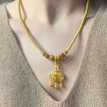 易昇黄金平安锁项链女新款999足金长命锁锁包吊坠编织项链礼物送女友