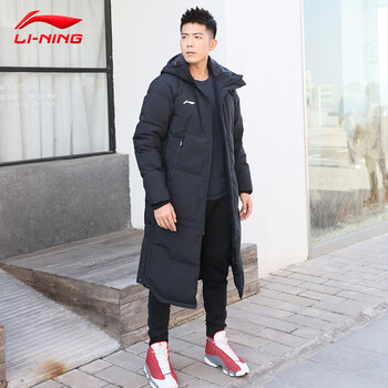 李宁羽绒服男长款过膝运动户外加厚极寒保暖挡风外套黑色1713l