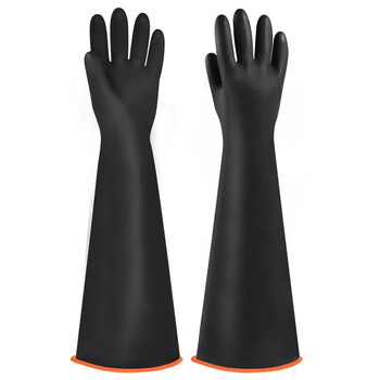 华特3601实验室工业耐酸碱橡胶手套防油防水长袖化工防护乳胶手套加厚