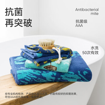 洁玉毛巾110g纯棉高档礼盒款精梳新疆棉 罗纳河 蓝+绿团购礼赠