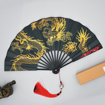 阿马福云玉清昆仑扇扇子古风男流苏绢扇金龙汉服定制舞蹈扇国风九尾狐