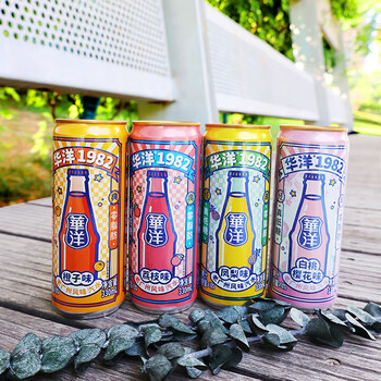 华洋1982汽水碳酸饮料330ml*12听易拉罐装网红饮品0脂肪真低糖 四味拼