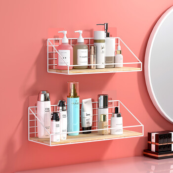 收纳盒壁挂式挂墙置物架梳妆台护肤品面膜化妆收纳架子挂架 白色中号