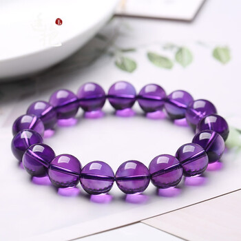 水晶手链女男送朋友礼品虎年礼物虎年吉祥物天然紫晶可见天然色带无瑕