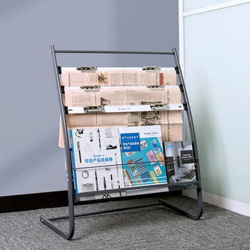 广博（GuangBo）单网格金属报刊杂志架书刊架 宣传册展示架落地资料架 办公室置物架 高0.78米 S42003