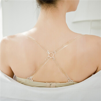 肩带隐形交叉美背防滑无痕内衣肩带配件一字领文胸带女夏w 透明带1cm