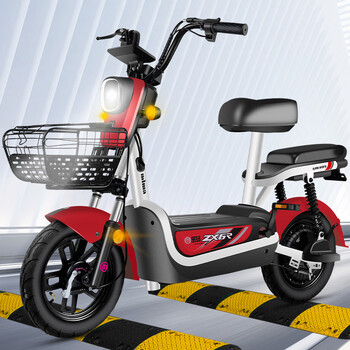 byuebike新国标脚踏板助力车14寸真空胎双人电动自行车两轮代步锂电