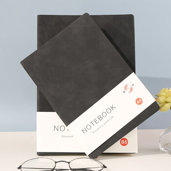 申士 SHEN SHI A5商务笔记本子肤感皮面记事本学生日记本软面抄记事本可印LOGO100张JD25-100黑色1本