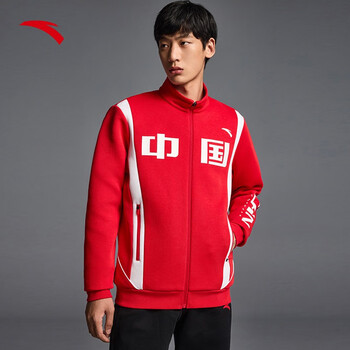 安踏(anta)运动外套男子秋冬针织上衣经典复古致敬奥运运动服