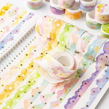 誉禾云朵梦境胶带手账贴纸烫金工艺波浪造景和纸素材异形边框少女心手帐装饰 4卷混装 5234 誉禾云朵梦境胶带手账贴纸烫金工艺波浪造景和纸素材异形边框少女心手帐装饰 4卷混装 5234