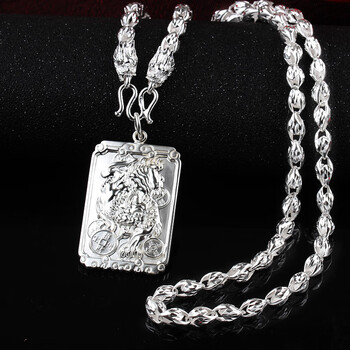 同款貔貅吊坠足银999男士霸气个性潮人银牌挂件实心挂坠龙头银项链