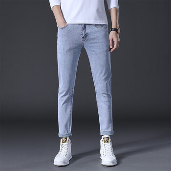 森甘雨新九分裤男弹力牛仔裤韩版脚裤新款显瘦贴身铅笔裤搭紧身潮流