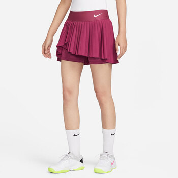 nike耐克drifit女子褶裥网球短裙速干拼接个性轻便dr6850653紫檀红白