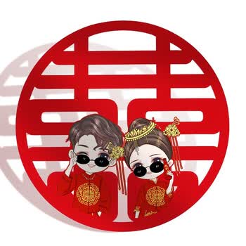 映容喜字贴结婚窗花贴纸婚房墙贴装饰大门贴新房婚礼男女方布置套装
