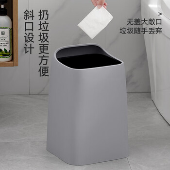 朴厨 日式轻奢家用无盖垃圾桶大号客厅厨房简约卫生间双层压圈式白色