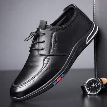 红蜻蜓皮鞋男春季薄款2012年新款百搭透气男士休闲鞋真皮防滑爸爸鞋子