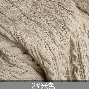 毛线布面料毛线衫粗针麻花扭绳菱形混纺布料毛衣diy针织粗犷设计师