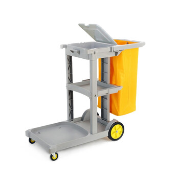 超宝  D-11-1 多功能清洁手推车灰色带盖酒店物业保洁收纳车清包车