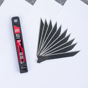 得力（deli）30°角小号美工刀片/裁纸刀片防锈耐磨黑刀片精雕细刻9mm 10片/盒 36盒采购装 办公用品 78003-36