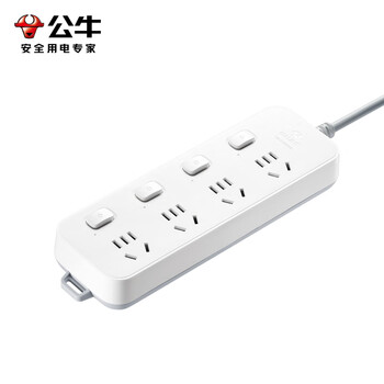 公牛（BULL）分控插座/插线板/插排/排插/接线板/宿舍家用桌面拖线板  3C认证  4位分控全长1.8米 独立开关