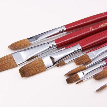 【全网低价】樱花(SAKURA)马毛画笔 水粉油画笔丙烯长杆美术颜料刷初学者水彩笔圆头20号美术写生