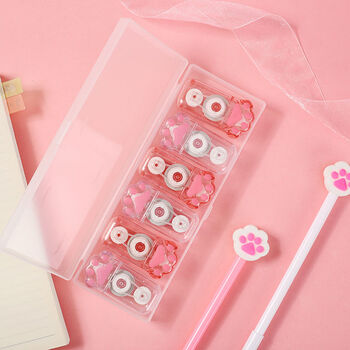 猫爪修正带套装创意好看多功能可爱少女心粉涂改带改错迷你改正带