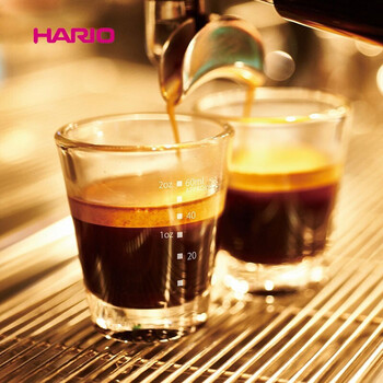 HARIO 原装进口耐热玻璃意式浓缩咖啡杯带刻度盎司杯标准量杯2只装 HARIO 原装进口耐热玻璃意式浓缩咖啡杯带刻度盎司杯标准量杯2只装