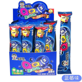 黑妞果汁软糖38g旺仔qq果汁软糖橡皮糖纯果汁蓝莓黑莓子糖果蓝莓味38g