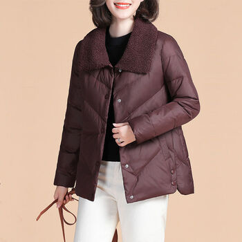 kzoh棉服新款女冬季时尚加绒羊羔毛棉衣女士短款外套小个子棉袄女咖啡