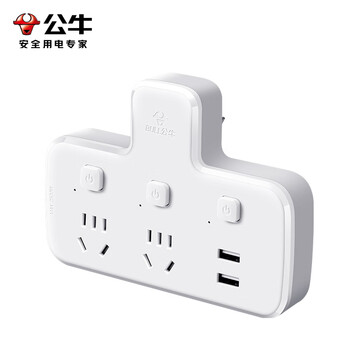 公牛（BULL）插座扩展器一转二带usb插座/一转多插座/转换插头/转换器/插排  2位分控带usb GN-96023U