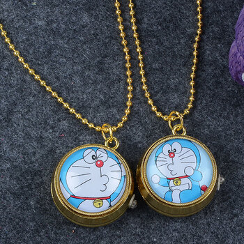 卡通冰雪奇缘公主怀表翻盖旋转挂表学生儿童创意礼物项链表女可爱全