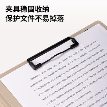 纽赛（NUSIGN）A4竖式绑带折页板夹文件夹板 写字板办公书写板夹加厚合同资料文件收纳夹 办公用品 黑烟色NS180