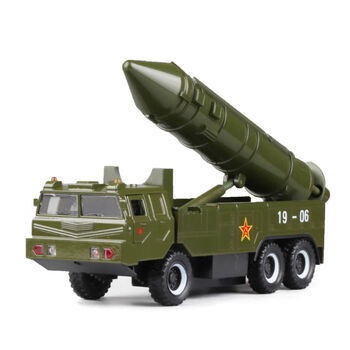 声光汽车模型儿童收藏摆件玩具车送男生退伍军人礼物绿色东风导弹车
