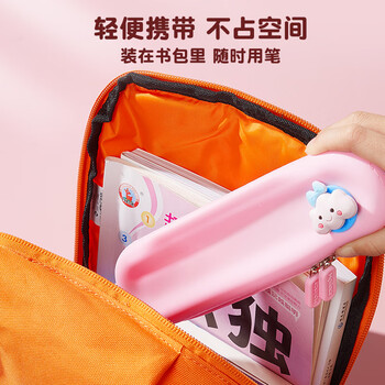 猫太子液态硅胶笔袋学生创意高颜值ins风幼儿园铅笔文具盒袋简约一年级儿童笔盒男女孩文具袋 樱花粉