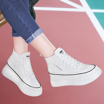 运动内增高韩版松糕鞋显脚厚底鞋女鞋运动鞋旅行鞋休闲鞋5674白色37