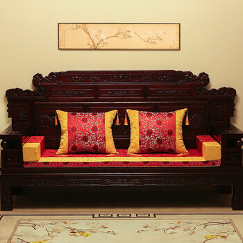 春秋椅坐垫外套红木沙发中式罗汉床垫子五件套实木家具古典防滑定制