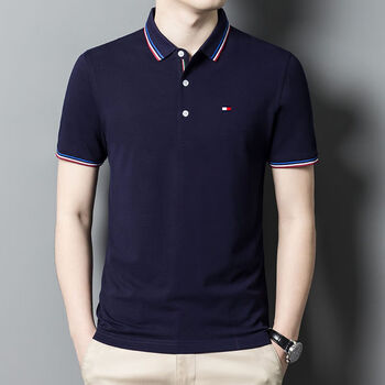 tbbrowin美国高端品牌汤米短袖polo衫男夏季休闲撞色翻领纯棉衫潮藏青