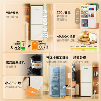 荣事达(Royalstar)200升小冰箱小型家用出租房办公室宿舍双开门两门双门二门电冰箱节能省电低音白色R200 荣事达(Royalstar)200升小冰箱小型家用出租房办公室宿舍双开门两门双门二门电冰箱节能省电低音白色R200